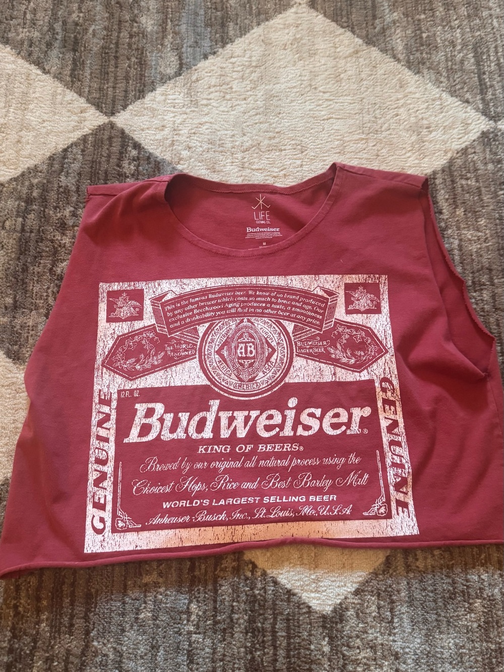 Budweiser Maroon Graphic Crop Tank Top for Kids